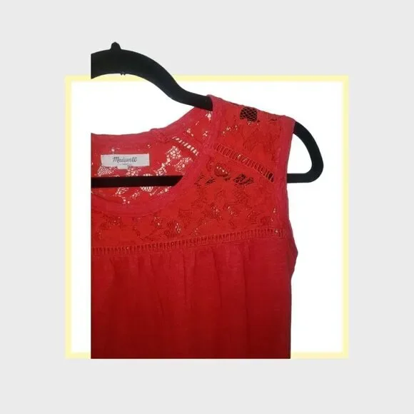 Madewell Red Lace Top Blouse XS - Picture 3 of 7